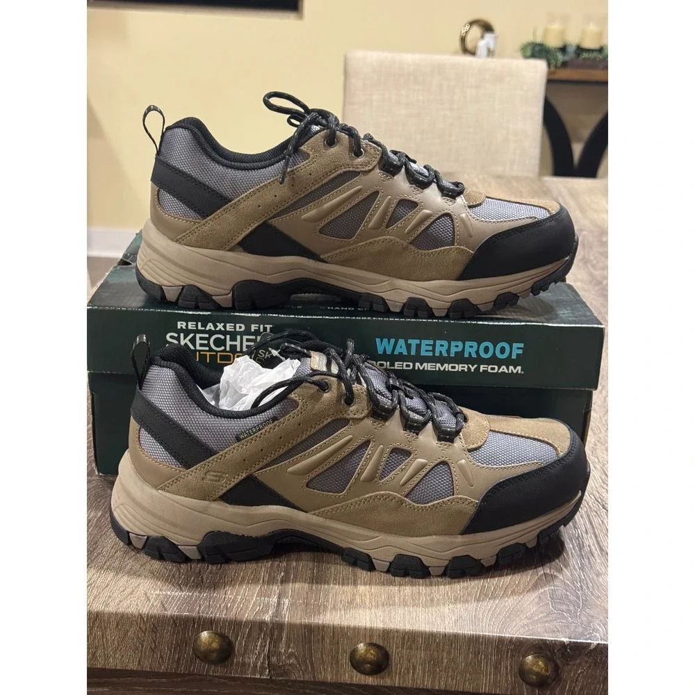 Skechers Mens Relaxed Fit Selmen Enago Waterproof Hiking Shoe Tan Black 66275 13